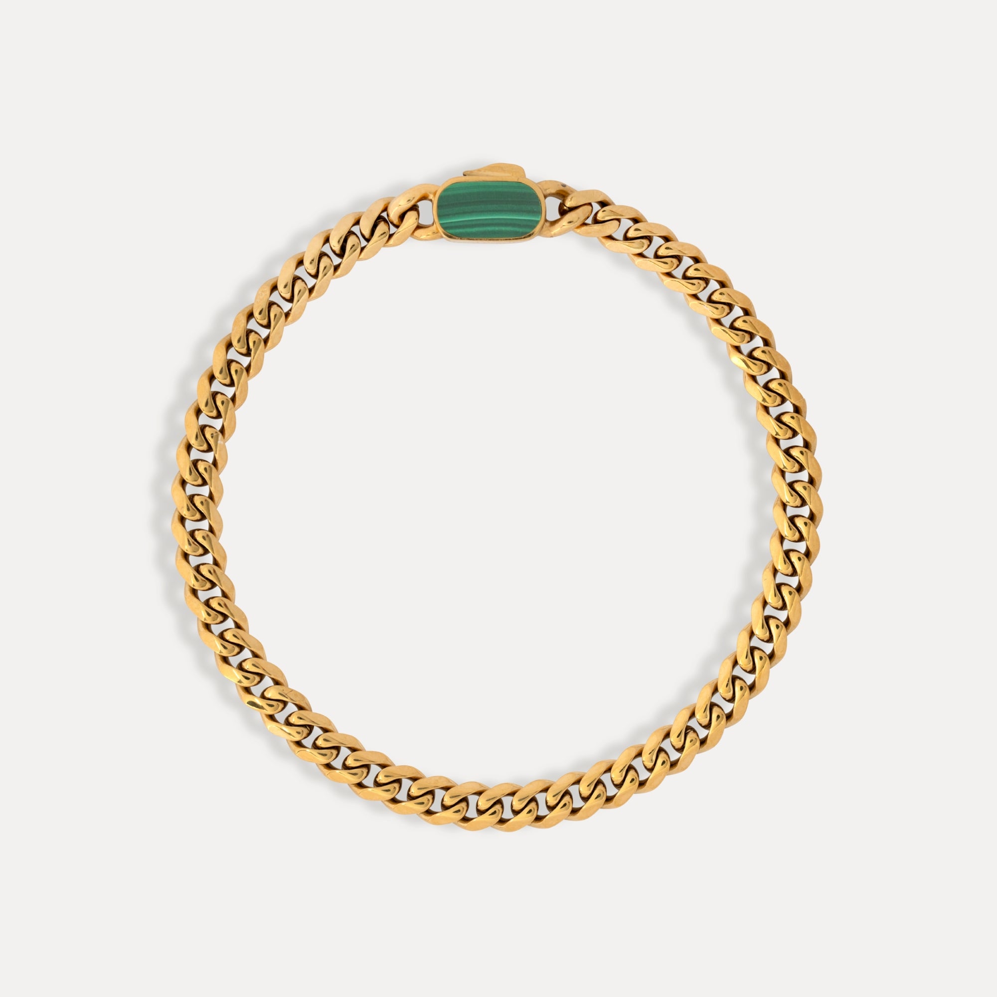 Malachite Cuban Bracelet (5MM) - Gold