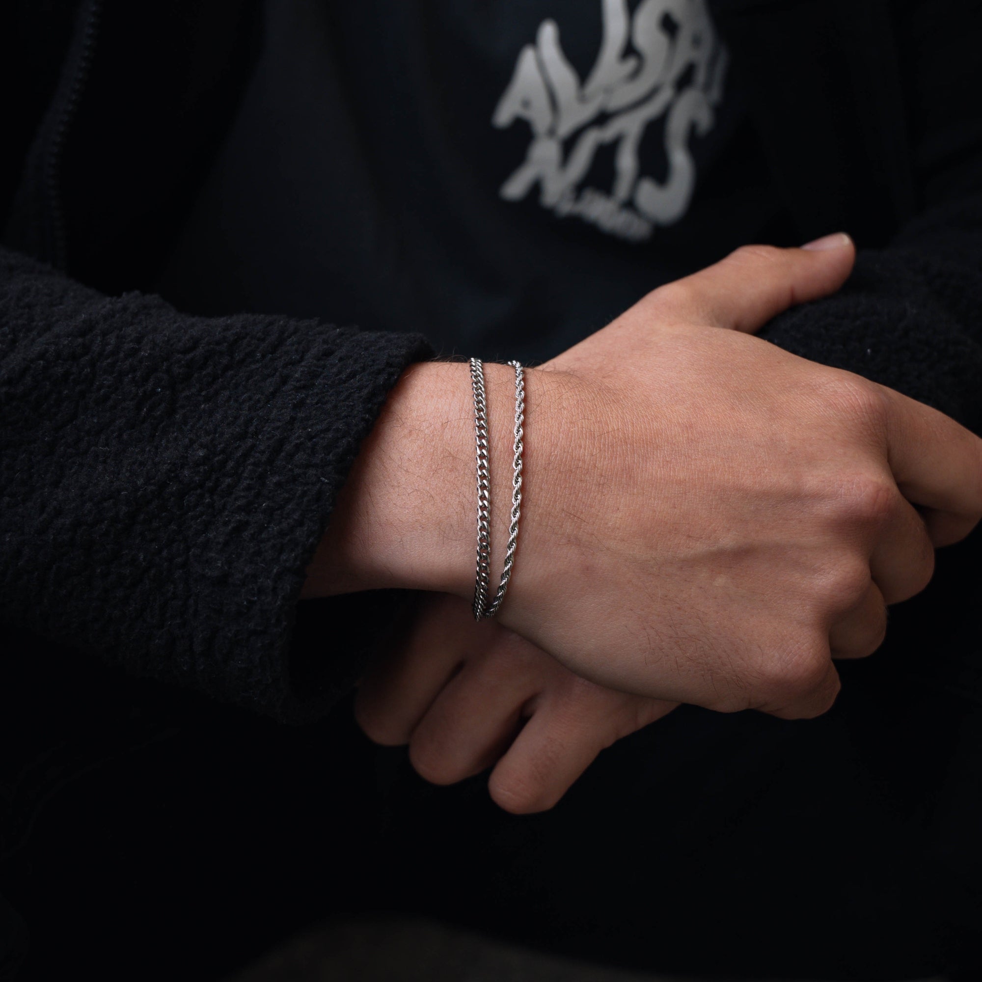 Silver Cuban + Rope Stack Bracelet