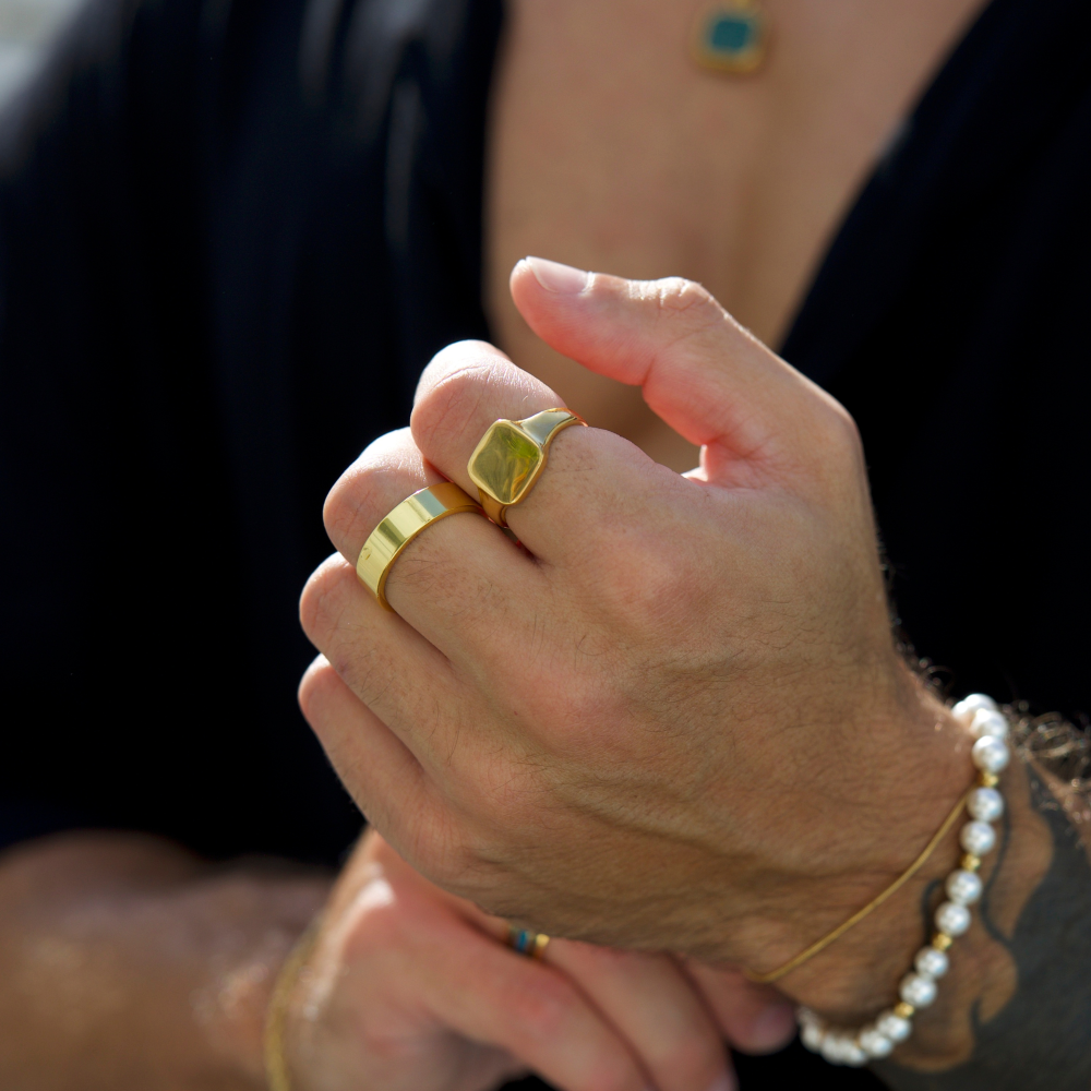 18K Gold Band Rings for Men - Luxury Gold Rings By Twistedpendant