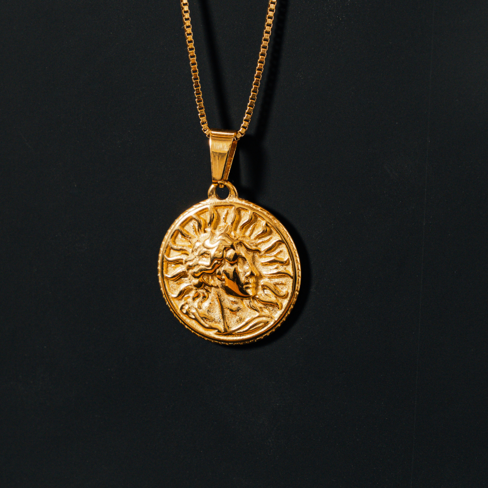 Gold Apollo Pendant Necklace - Greek God Necklace By Twistedpendant
