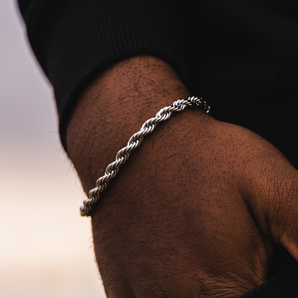 Men's Silver Rope Bracelet (5mm) - Silver Bracelet For Men | Twistedpendant