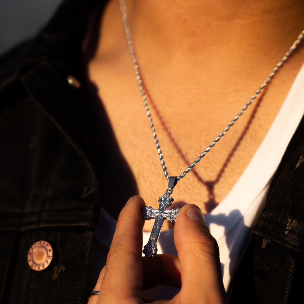 Vintage Silver Cross Pendant - Men's Silver Necklace | Twistedpendant