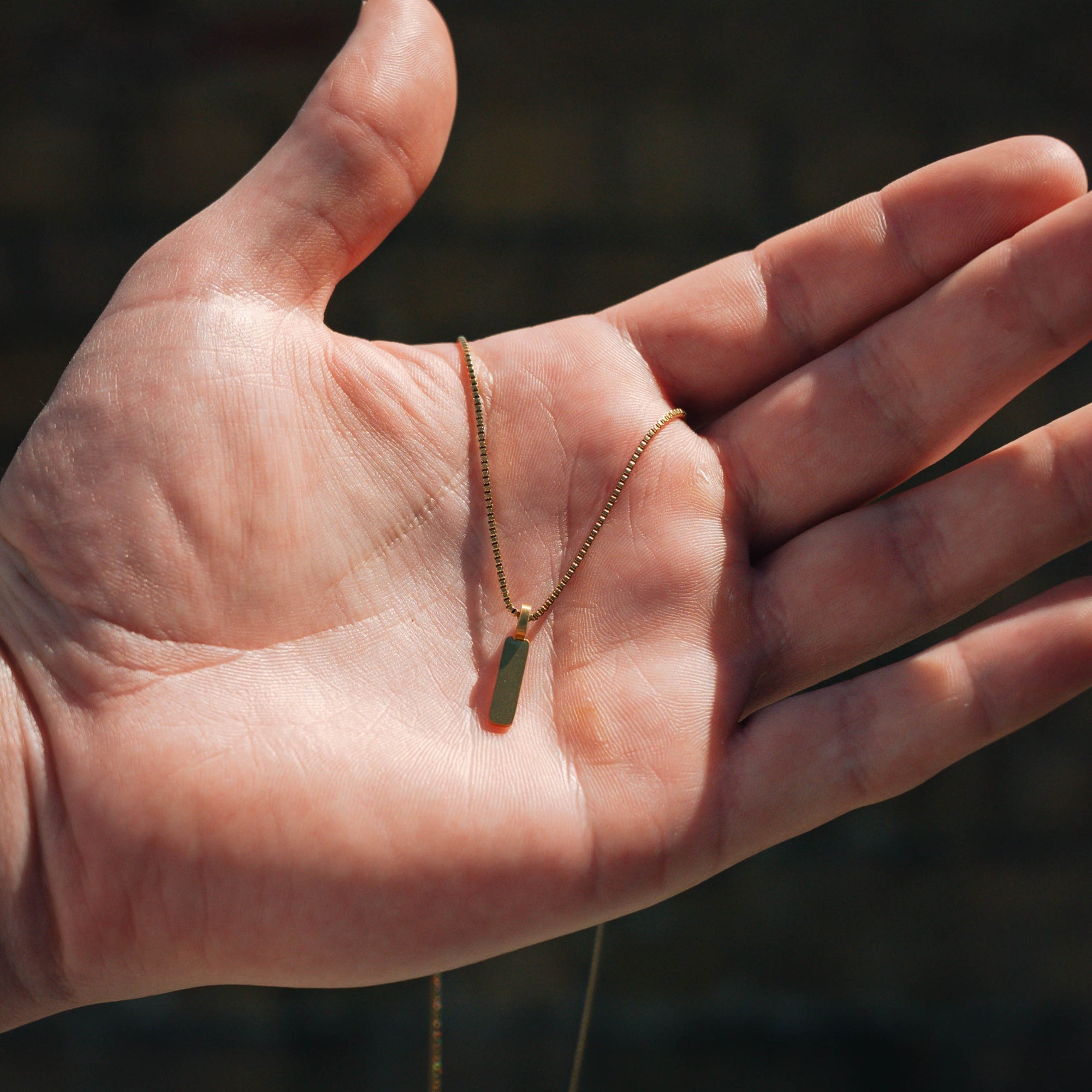 Gold Matte Bar Pendant Necklace - Gold Necklace For Men By Twistedpendant