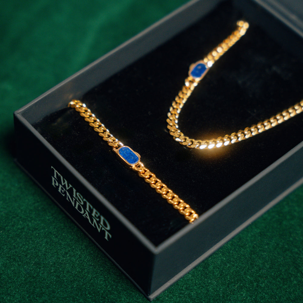 Lapis Cuban Bracelet (5MM) - Gold