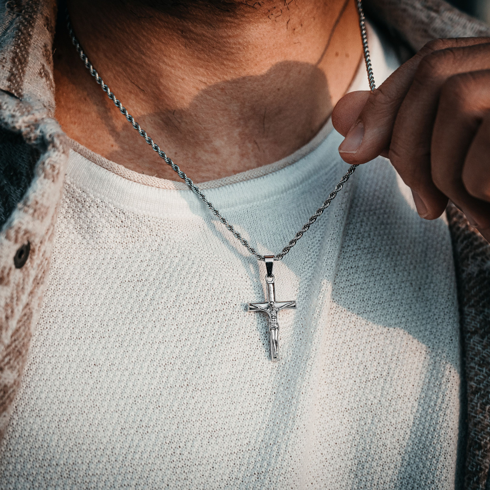 Crucifix Necklace - Mens Gold Crucifix Cross Pendant By Twistedpendant
