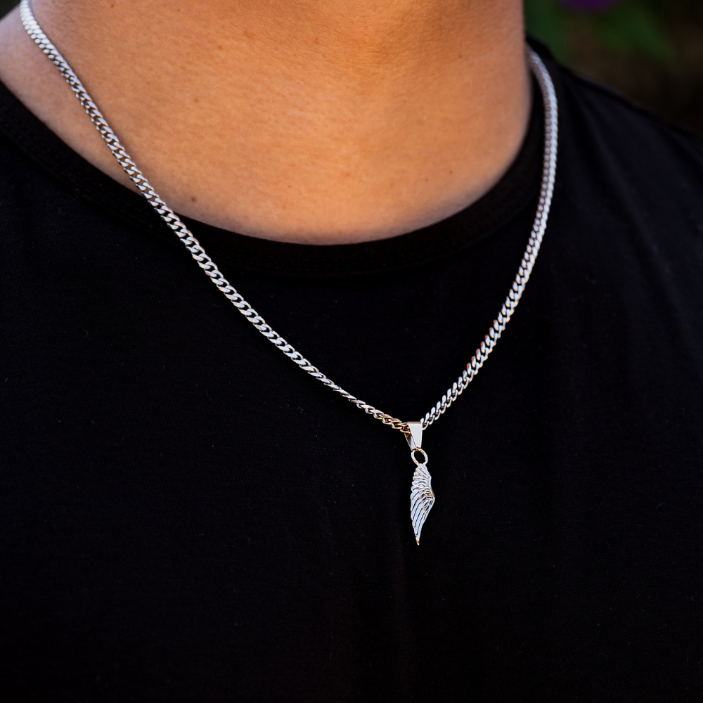 Mens Sterling Silver Wing Pendant - Mens Silver Necklace | Twistedpendant