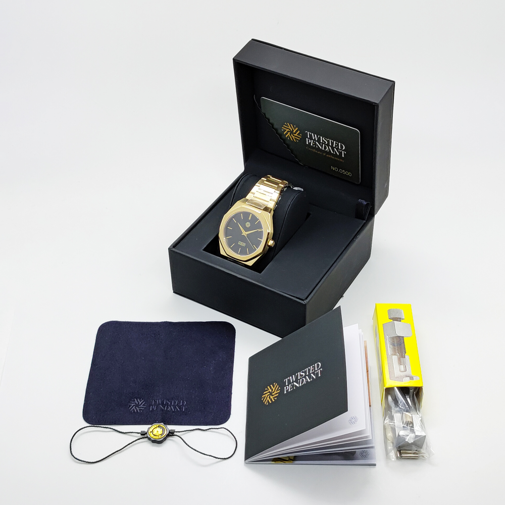 Mens Gold & Black Watch - Steel Watches For Men - By Twistedpendant
