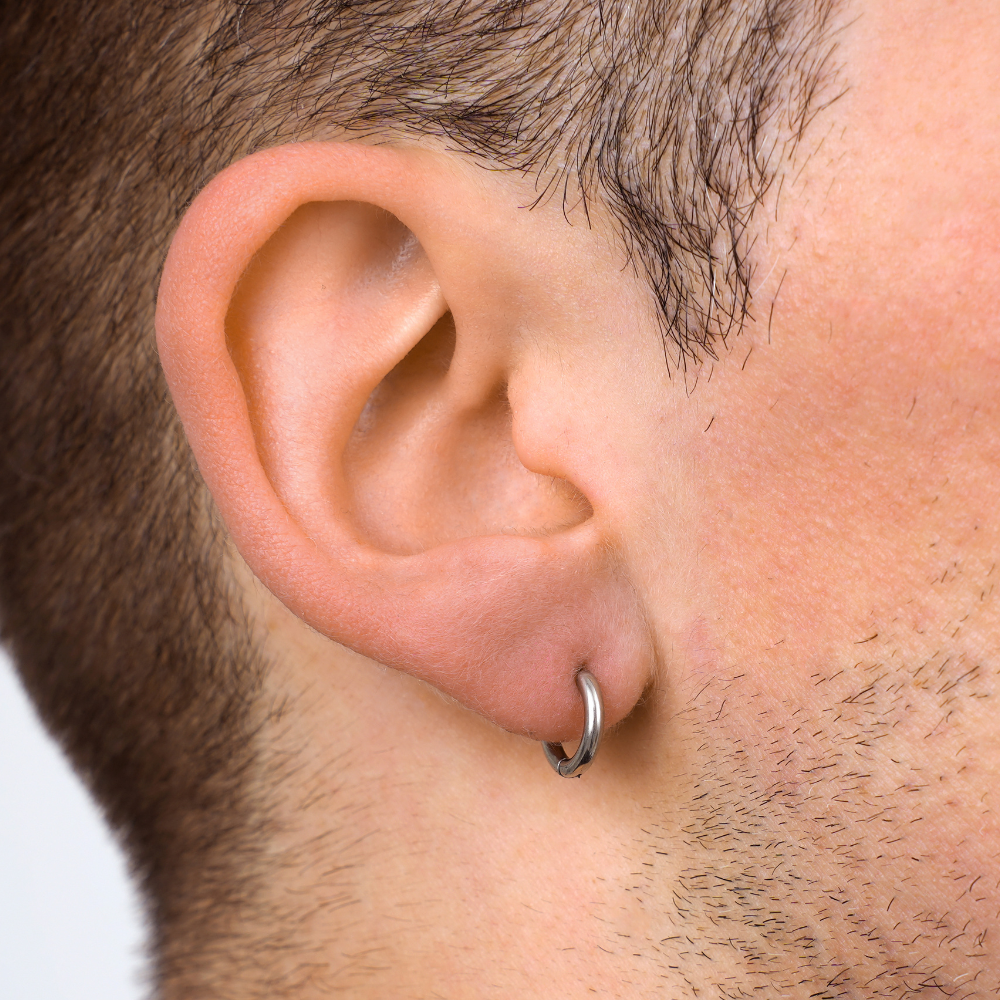 Silver Huggie Hoop Earring – Minimalist Hoop Earring for Men