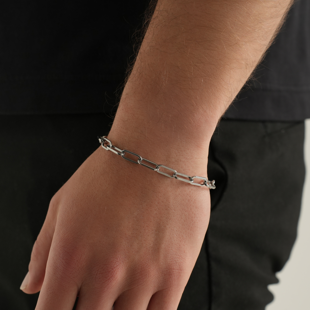 Mens Bracelets, Gold Paperclip Link Bracelet Chain - By Twistedpendant