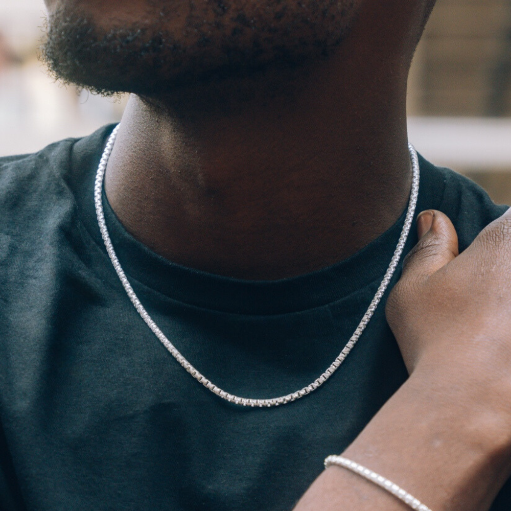 925 Sterling Silver Box Chain Necklace - Mens Necklaces - By Twistedpendant