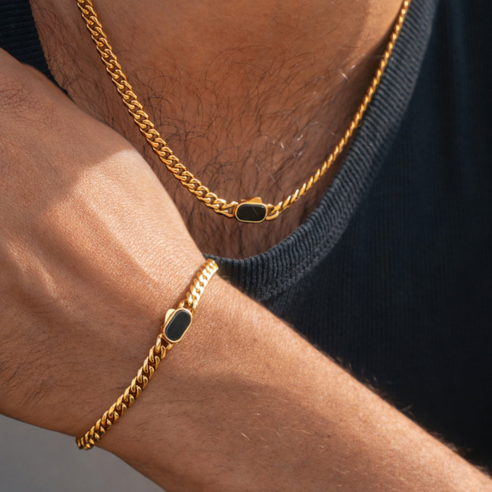 Onyx Cuban Chain (5MM) - Gold