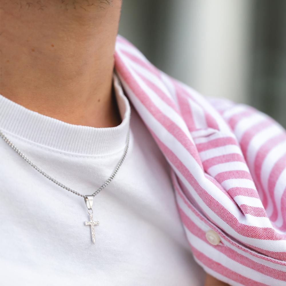 Silver rosary 2025 necklace mens