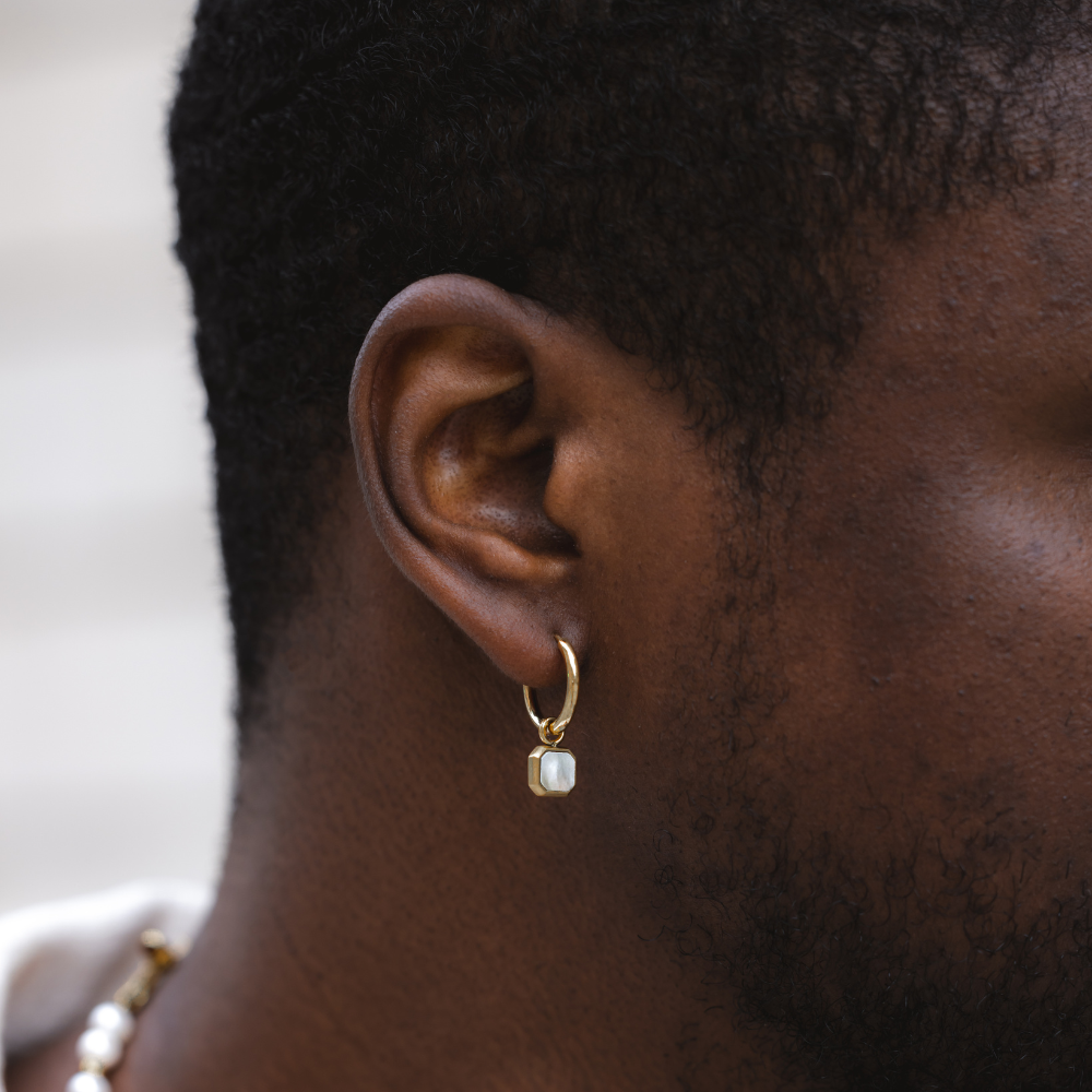 Mens Pearl Earring - Mens Silver Dangle Earrings By Twistedpendant