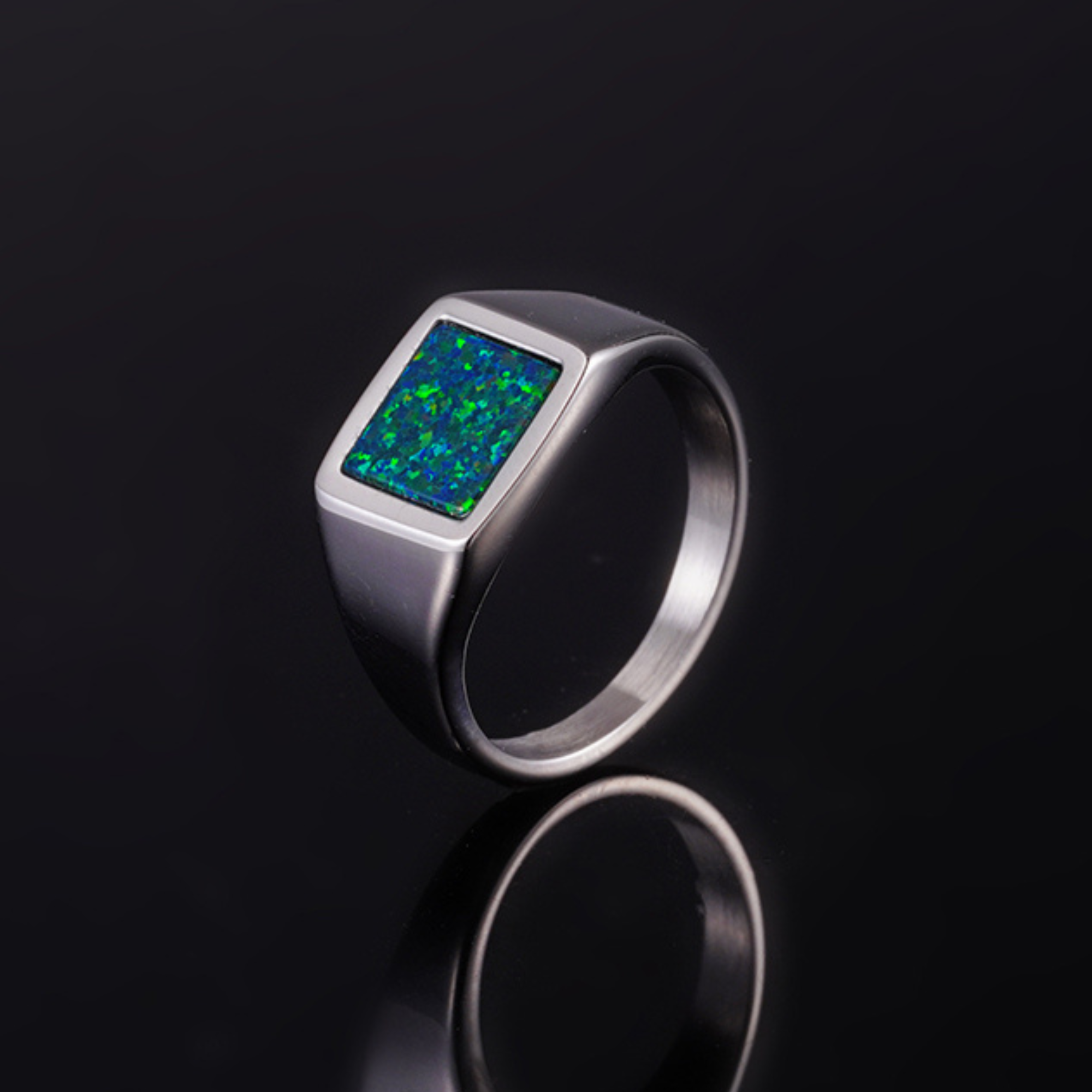 Mens Rings - Gold Opal Gemstone Signet Ring For Men - By Twistedpendant