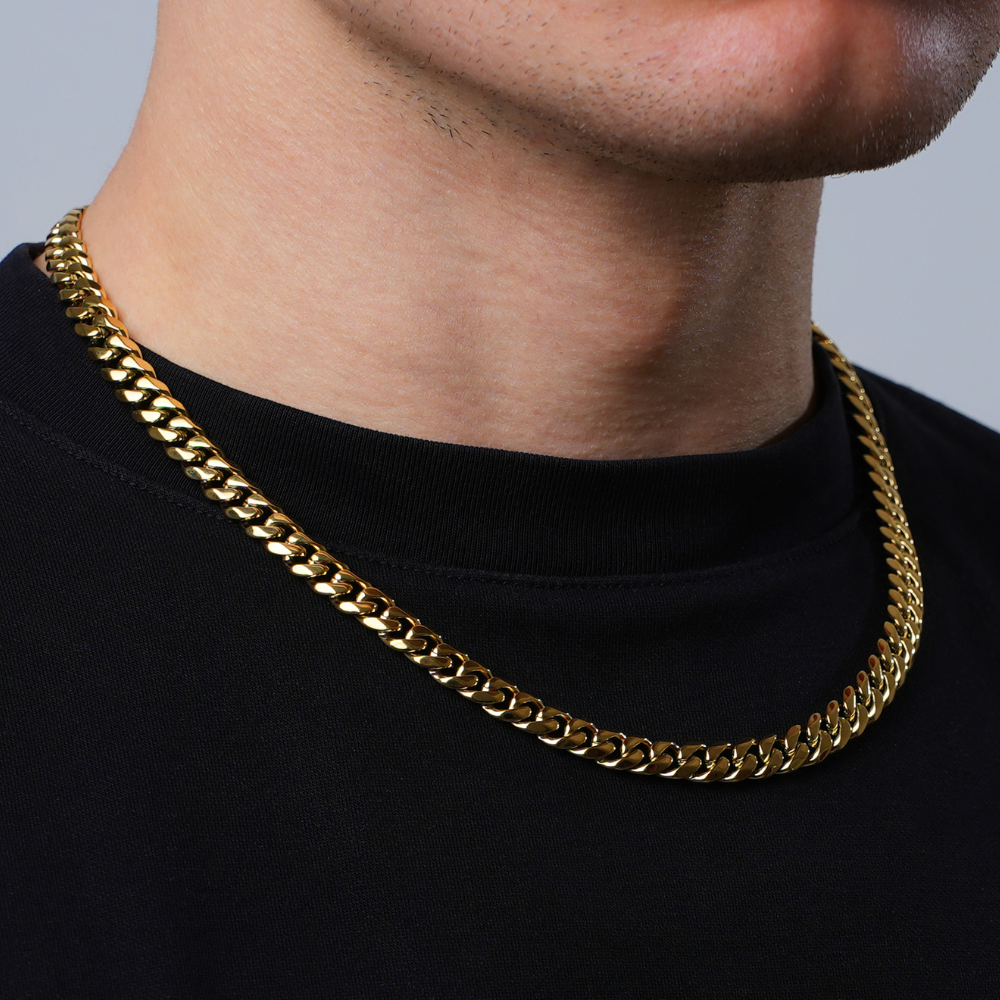 Gold Cuban Chain & Bracelet (8MM) - Gift Sets For Men - By Twistedpendant