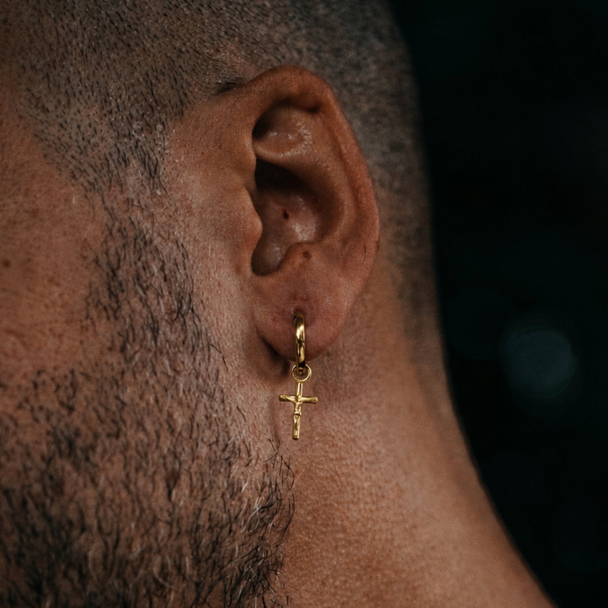 Crucifix Dangle Earring - Gold