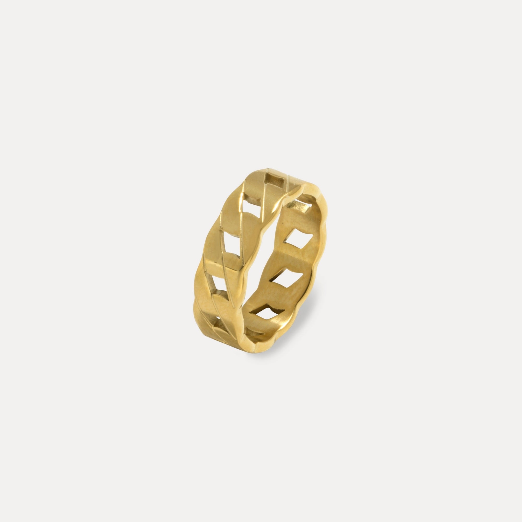 Mens Gold Cuban Ring | Shop Gold Band Rings for Men - By Twistedpendant