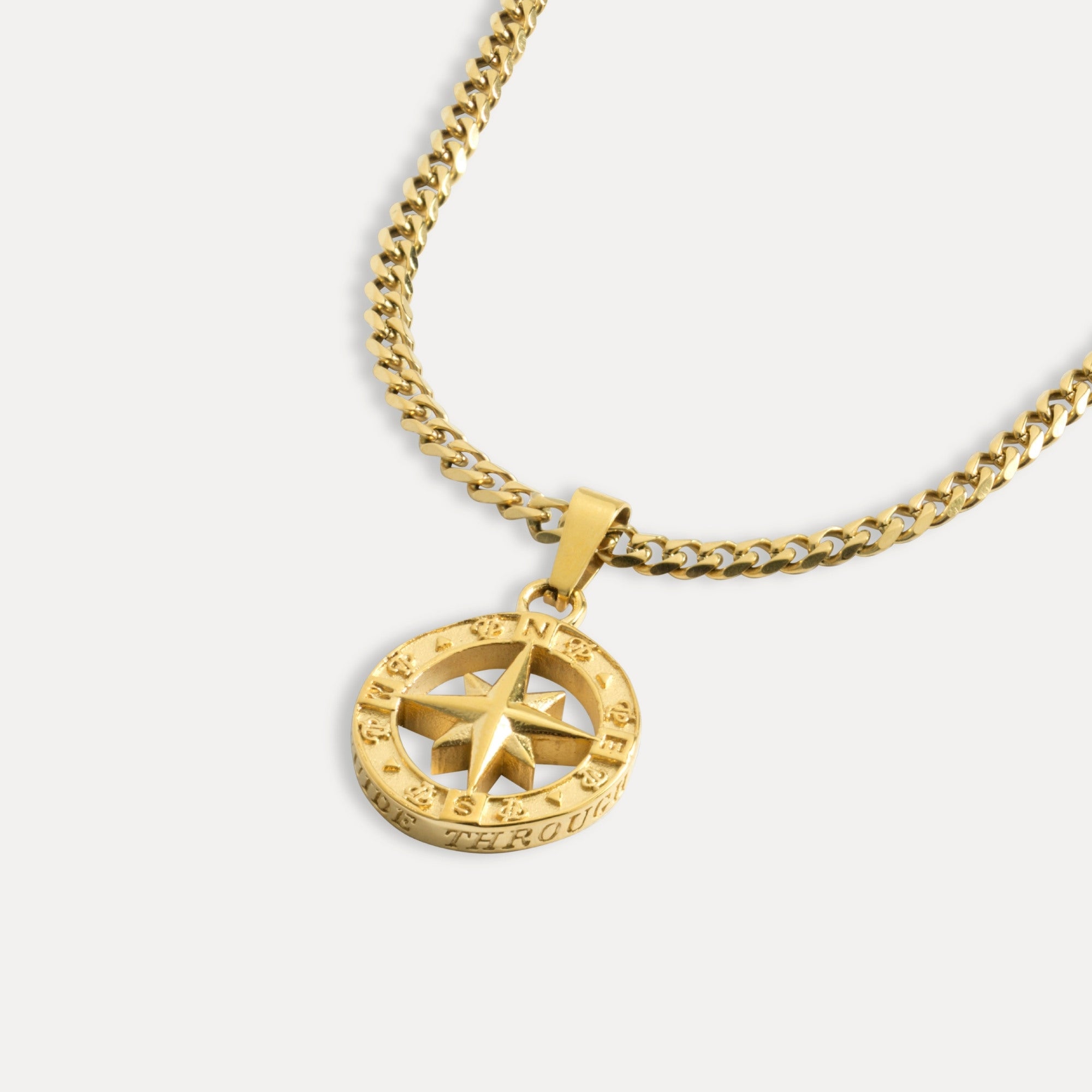 North Star Compass - Gold Pendant Necklace For Men By Twistedpendant