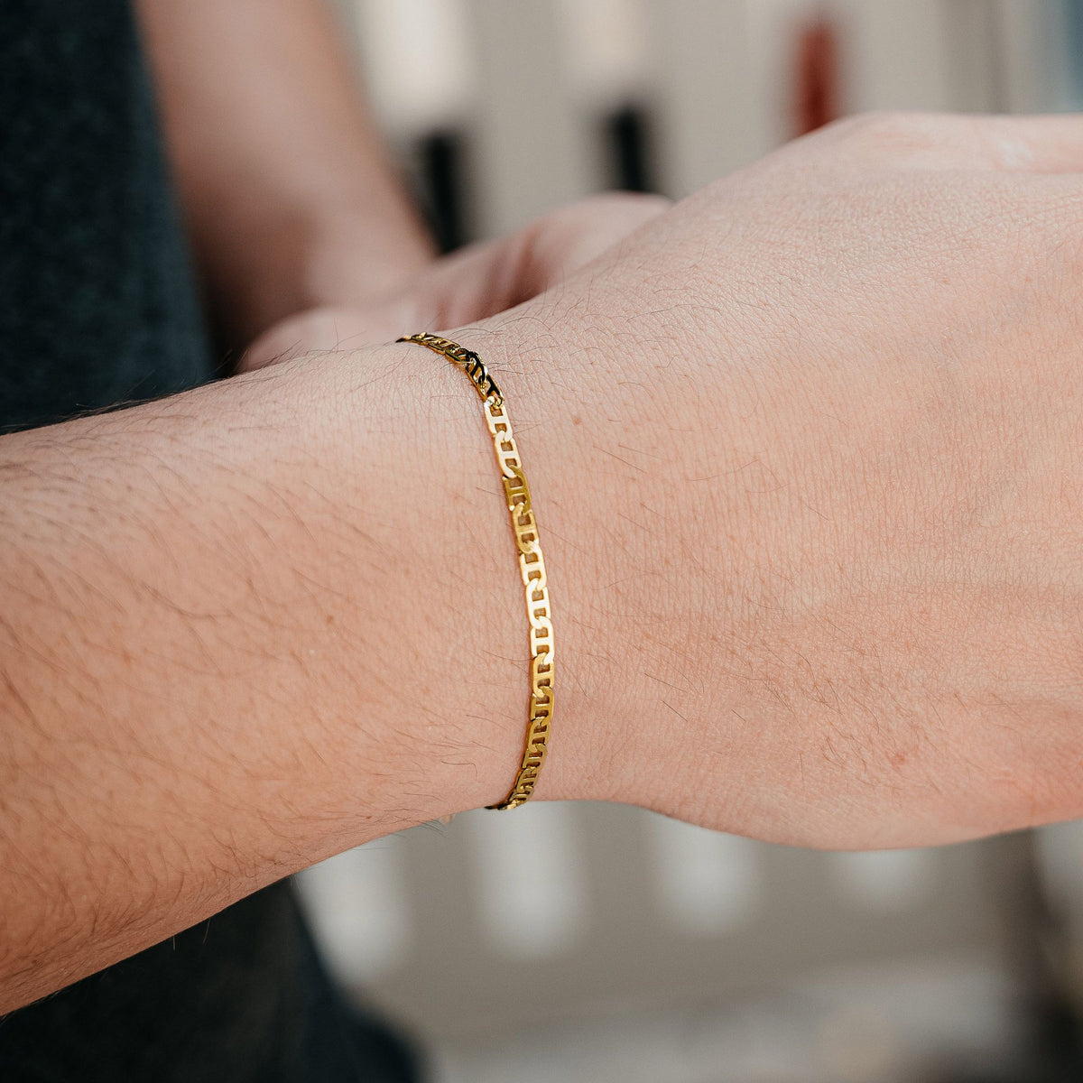 Gold Flat Mariner Bracelet (3MM)