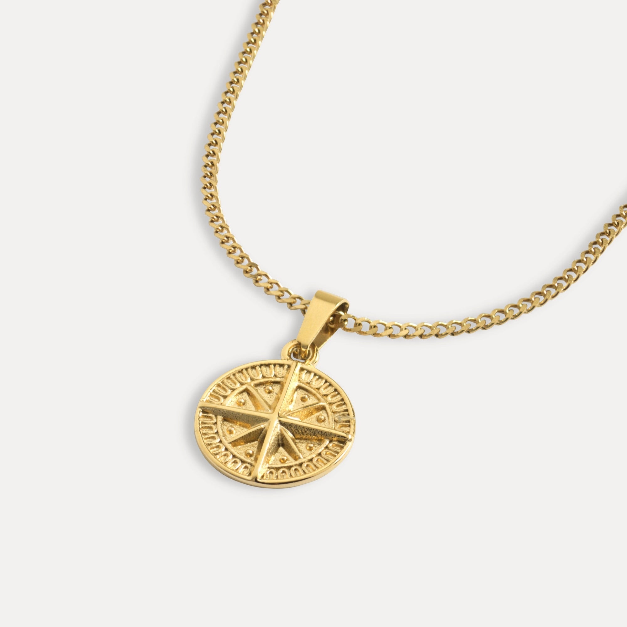 Mini Gold Compass Pendant Necklace - Men's Gold Necklace | Twistedpendant