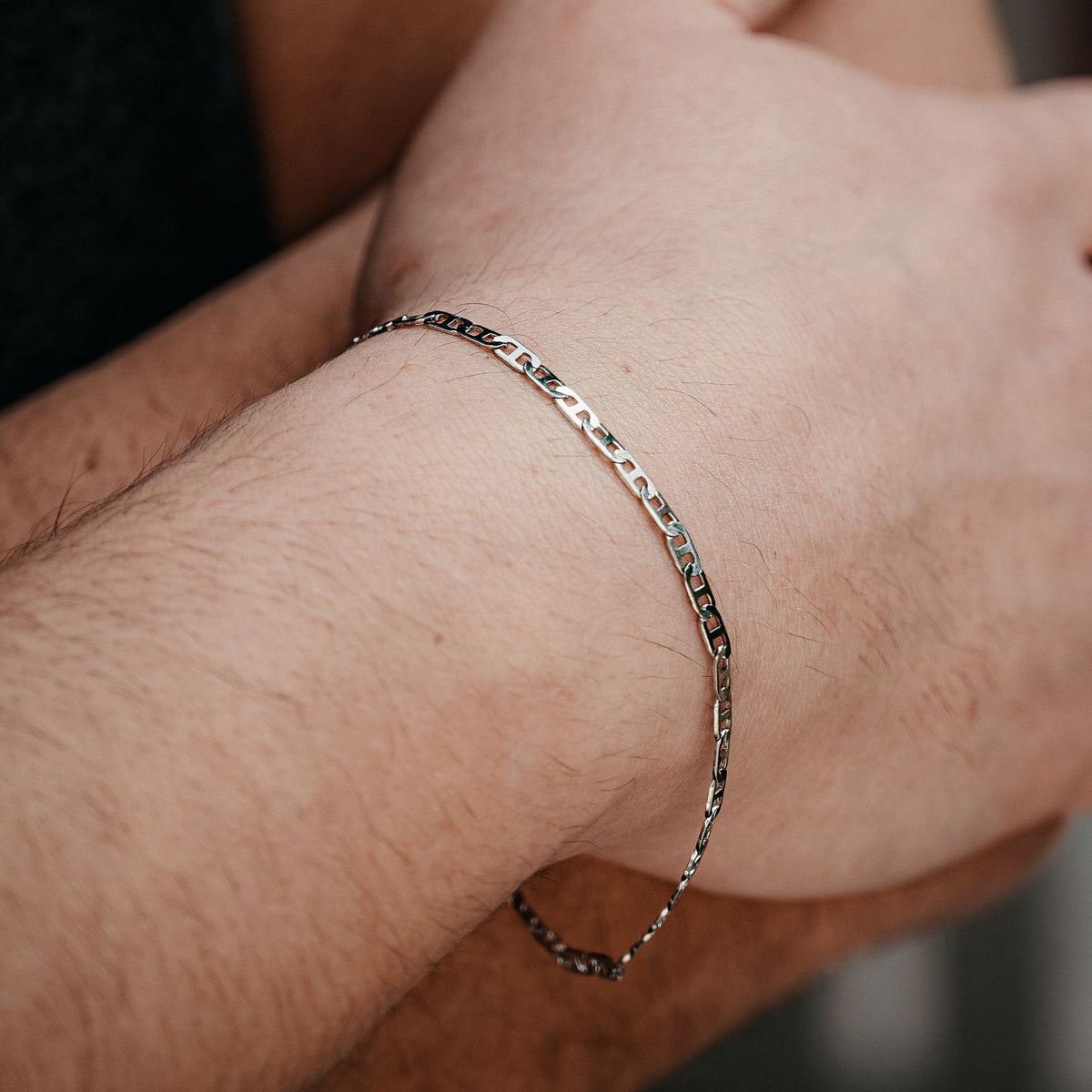 Silver Flat Mariner Bracelet (3MM)