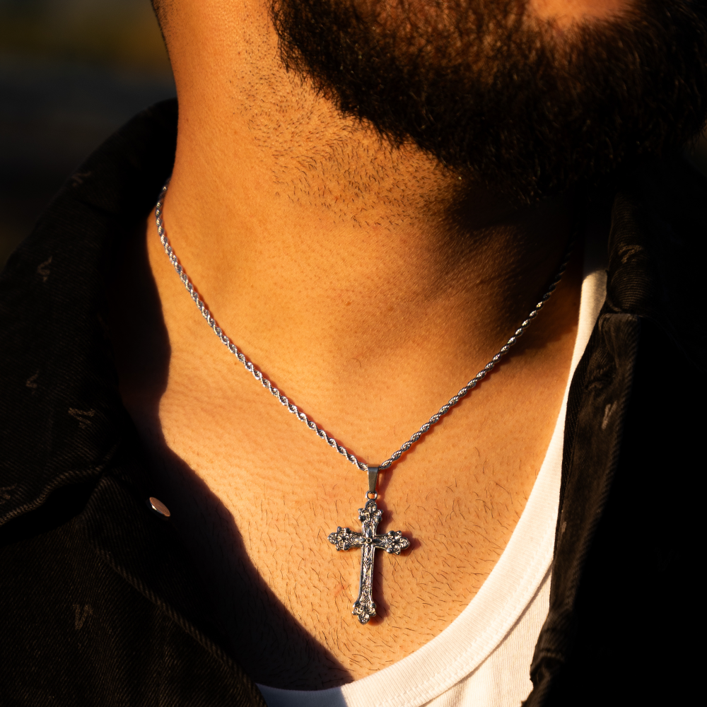 Vintage Silver Cross Pendant - Men's Silver Necklace | Twistedpendant
