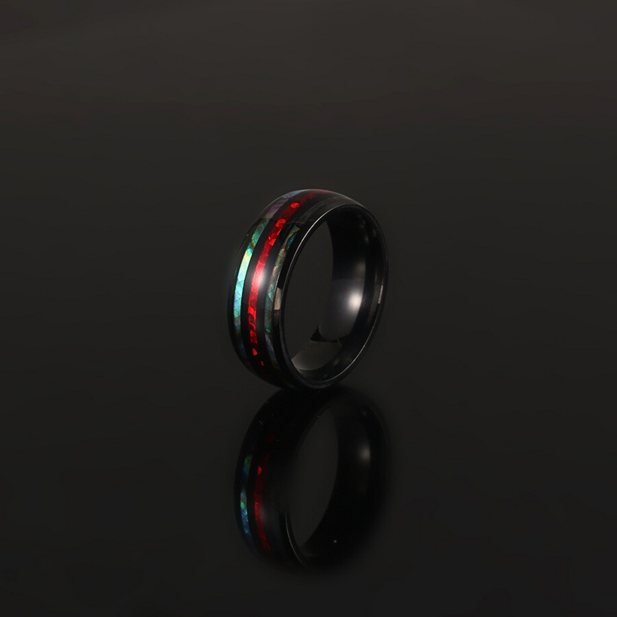 Red Fire Opal Ring - Black