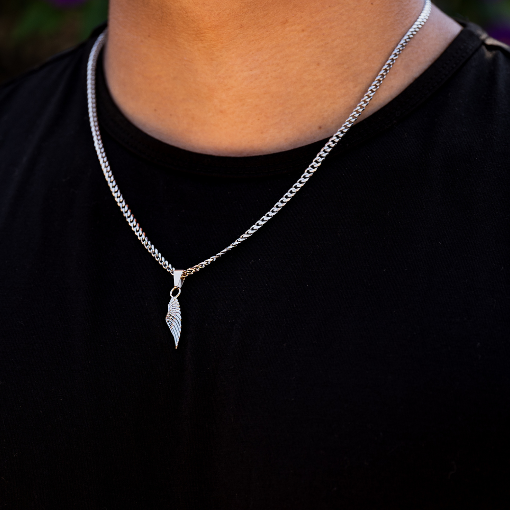 Mens Sterling Silver Wing Pendant - Mens Silver Necklace | Twistedpendant