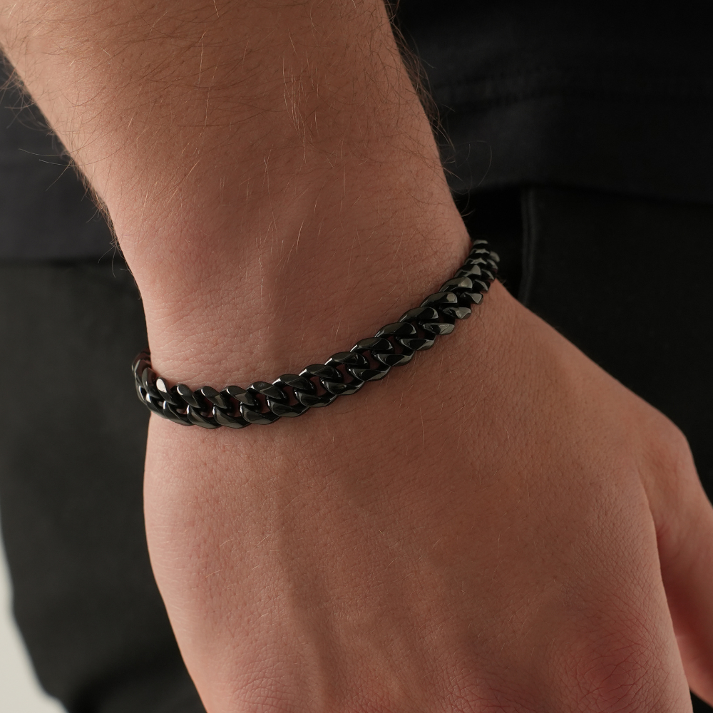 Men's Black Cuban Thick Bracelet (8MM) -Mens Bracelets | Twistedpendant