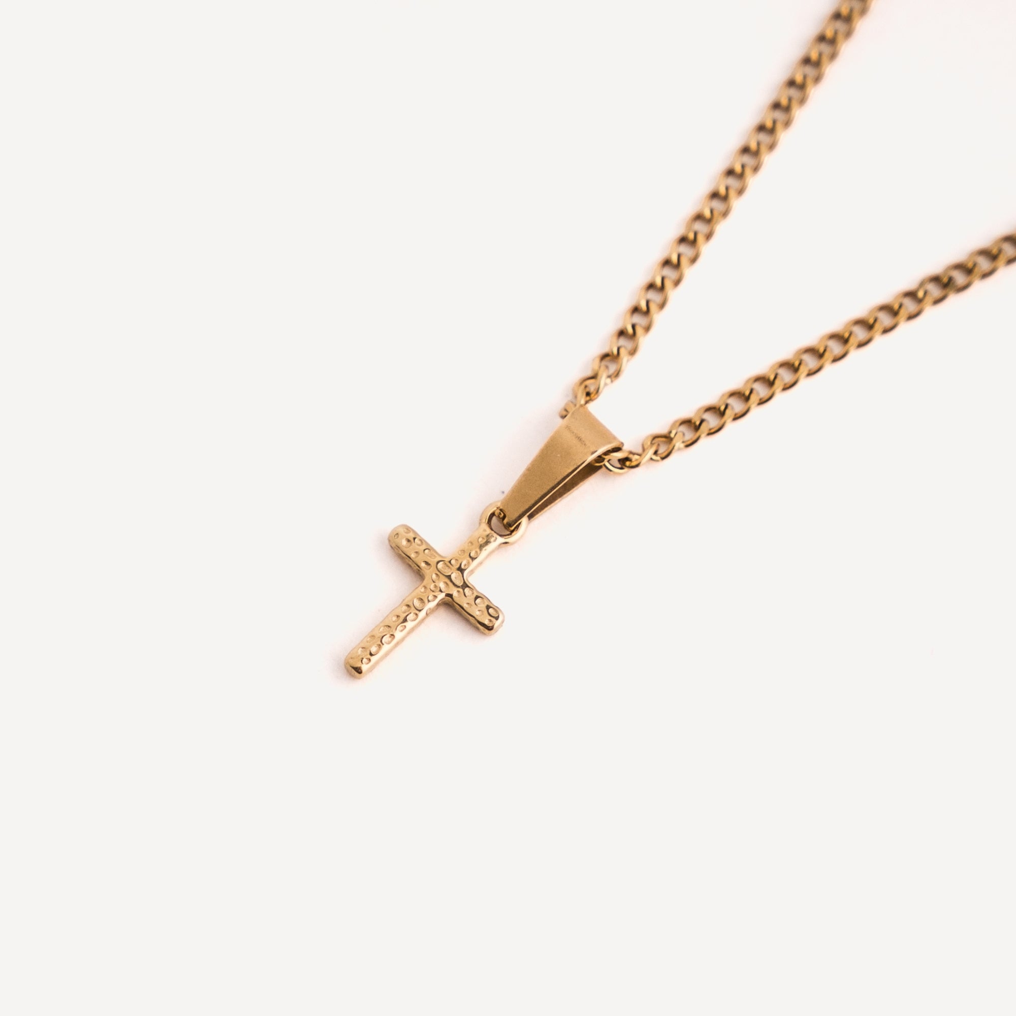 Micro Hammered Cross - Gold