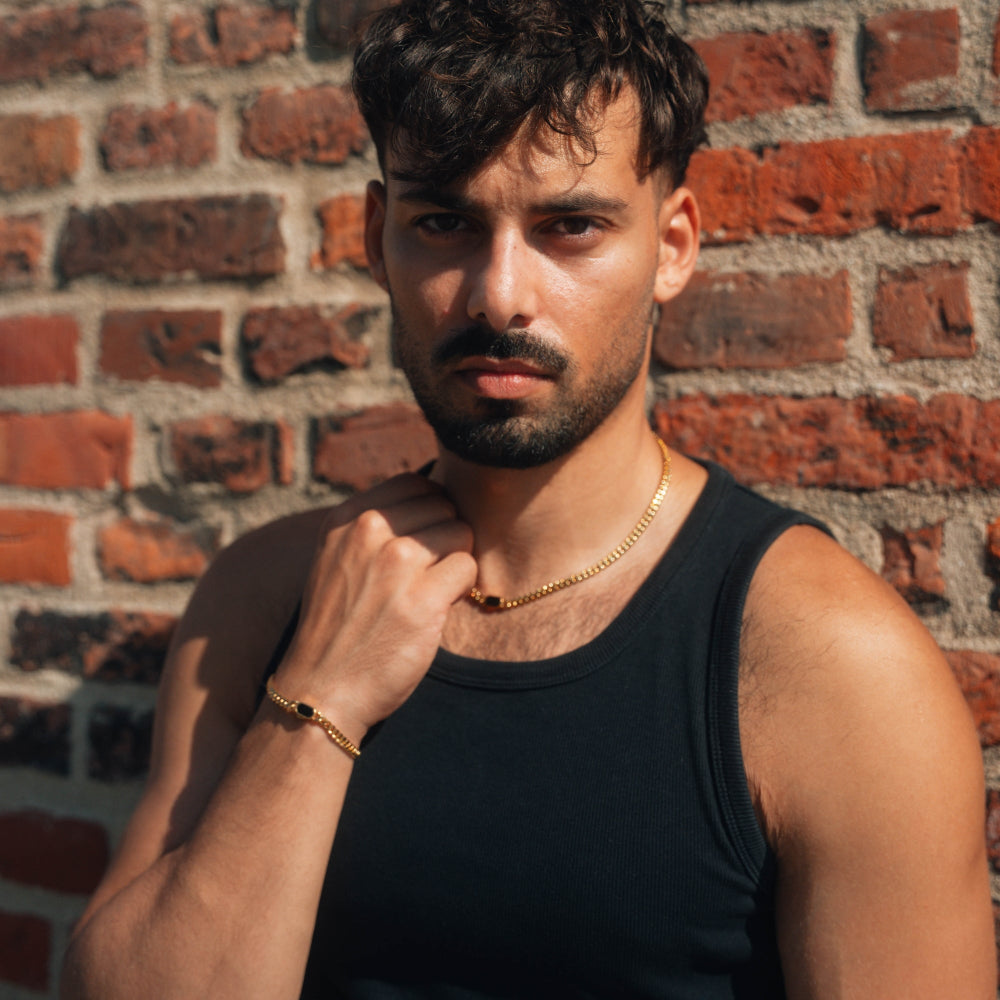 Onyx Cuban Bracelet (5MM) - Gold