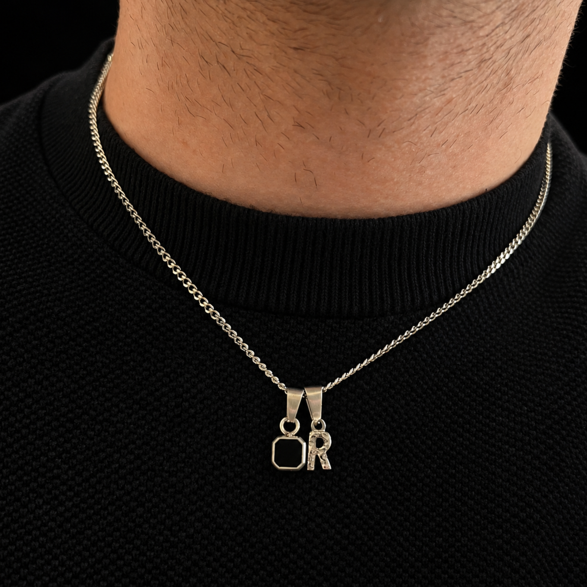 Initial X Onyx Set - Silver