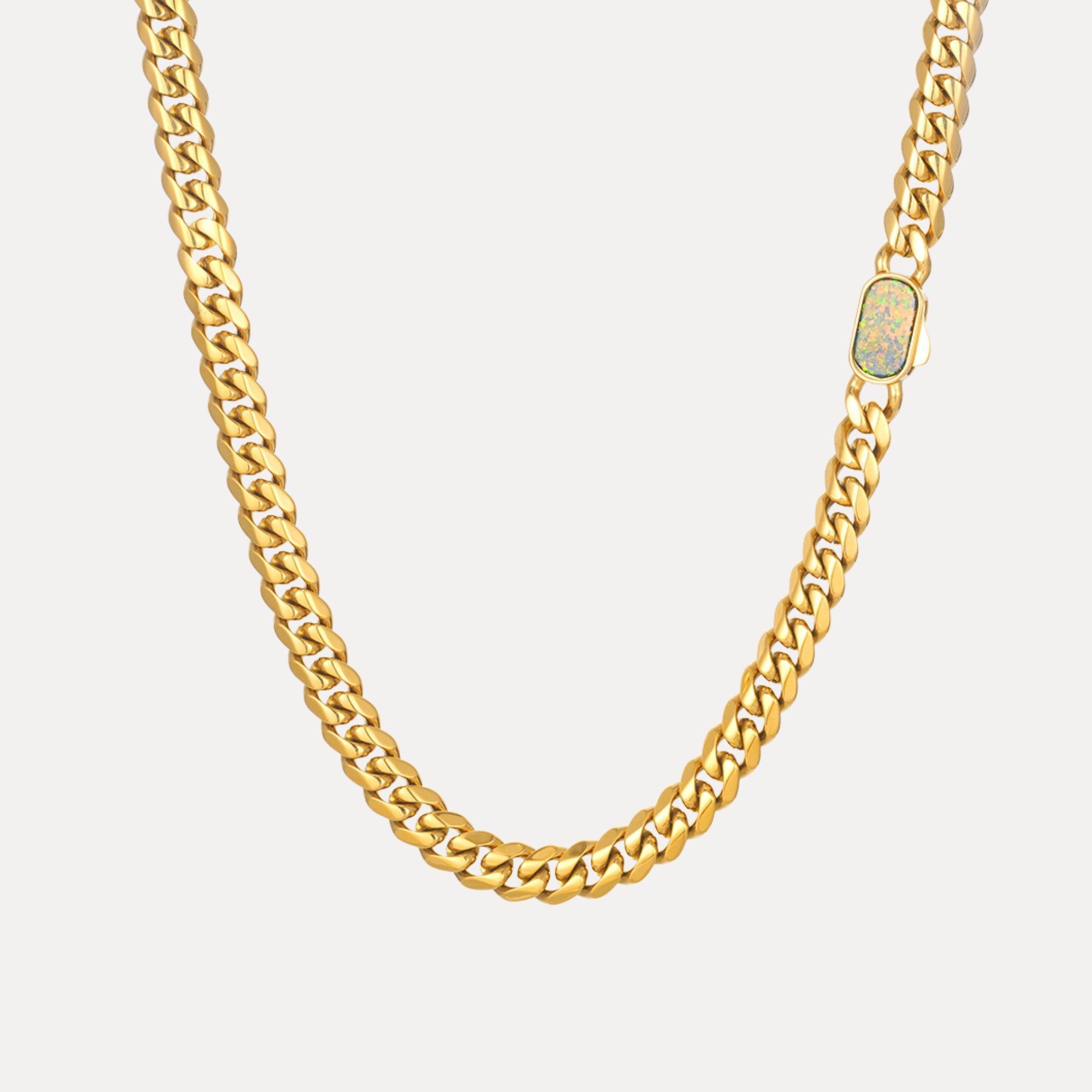 Opal Thick Cuban Chain (8MM) - Gold