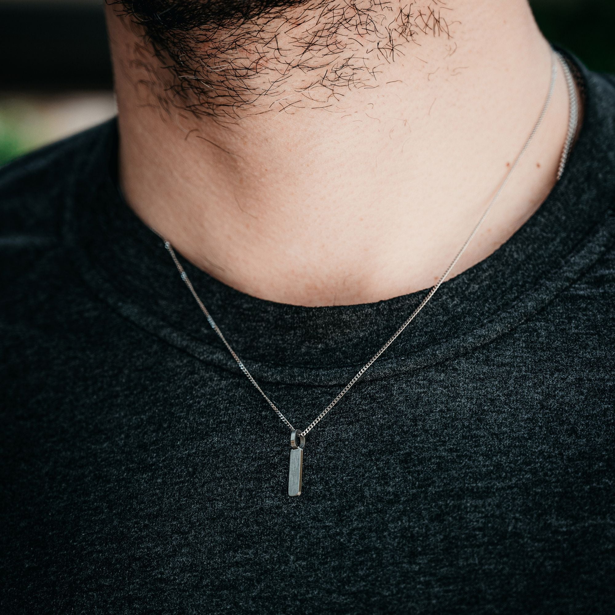 Silver Matte Bar Pendant Necklace - Silver Necklace For Men By Twistedpendant