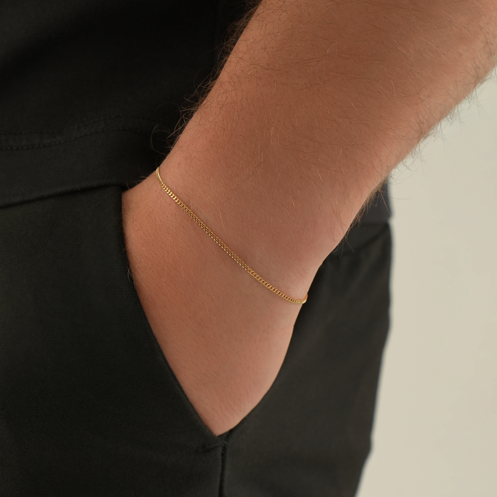 Gold Thin Cuban Bracelet (1.5MM)