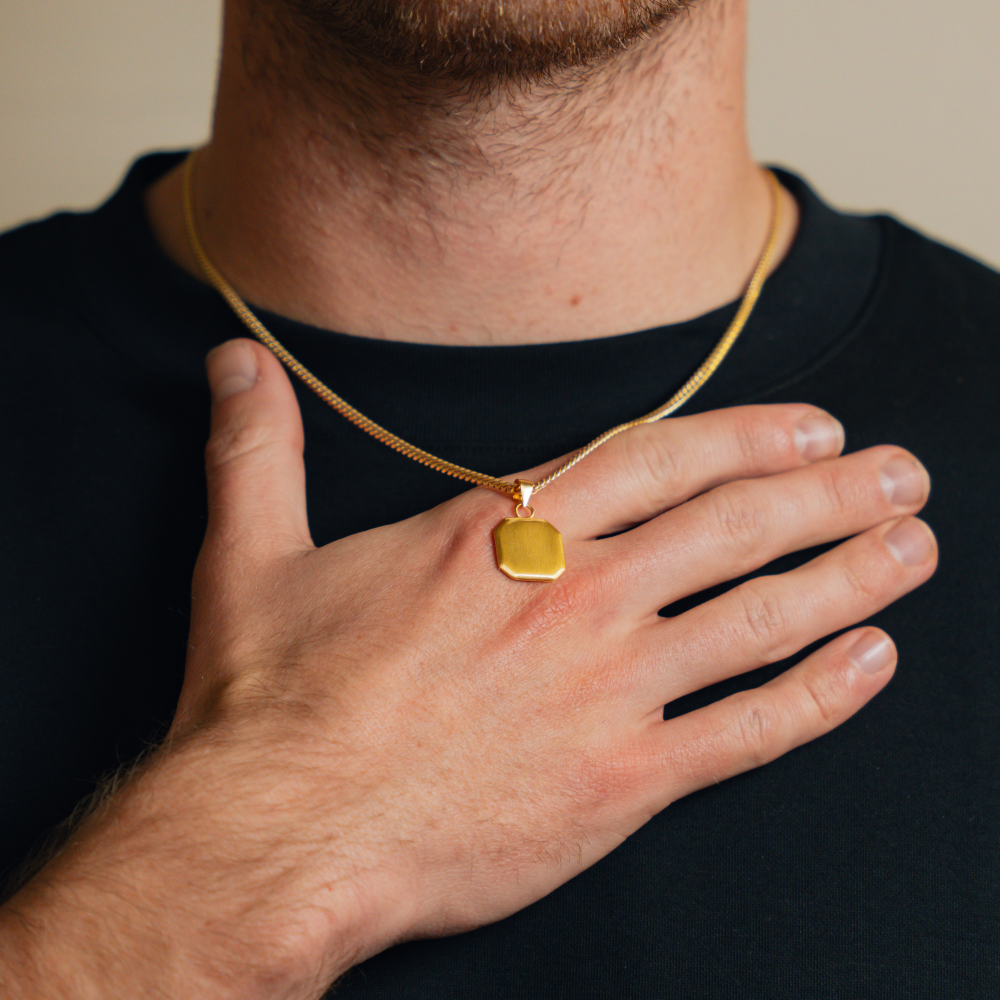 Gold Octagon Pendant with Cuban Chain - By Twistedpendant