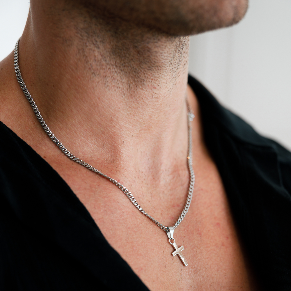 Mens Silver Cross Necklace - Silver Cross Necklace For Men