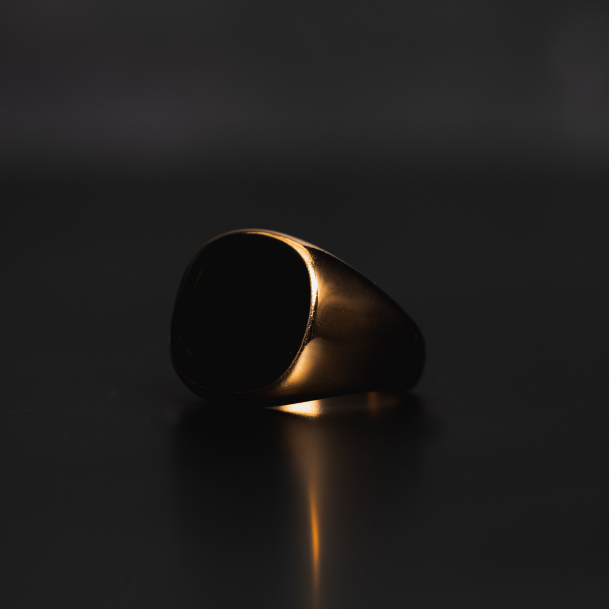 Black Polished Ring - Rose Gold