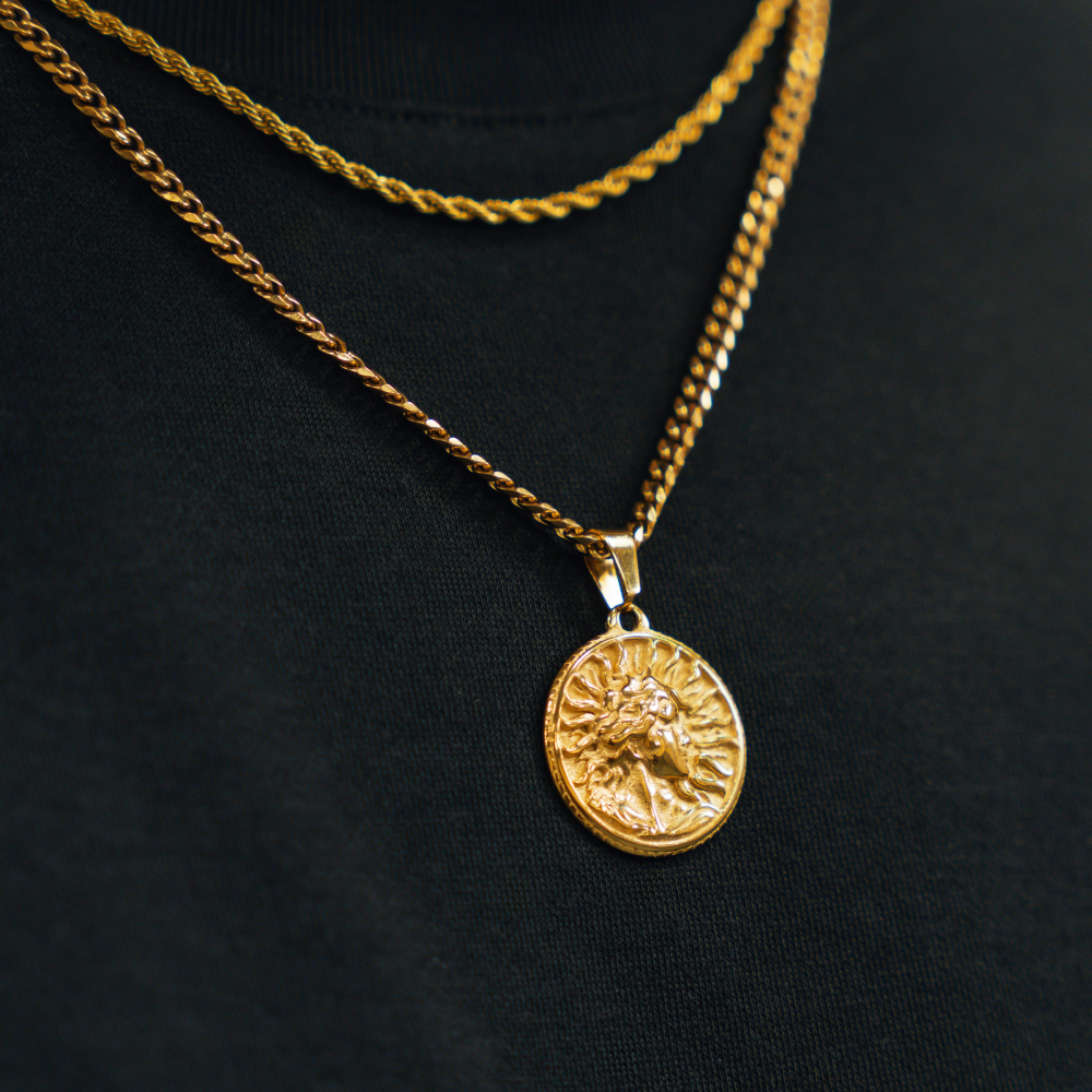 Gold Apollo Pendant Necklace - Greek God Necklace By Twistedpendant
