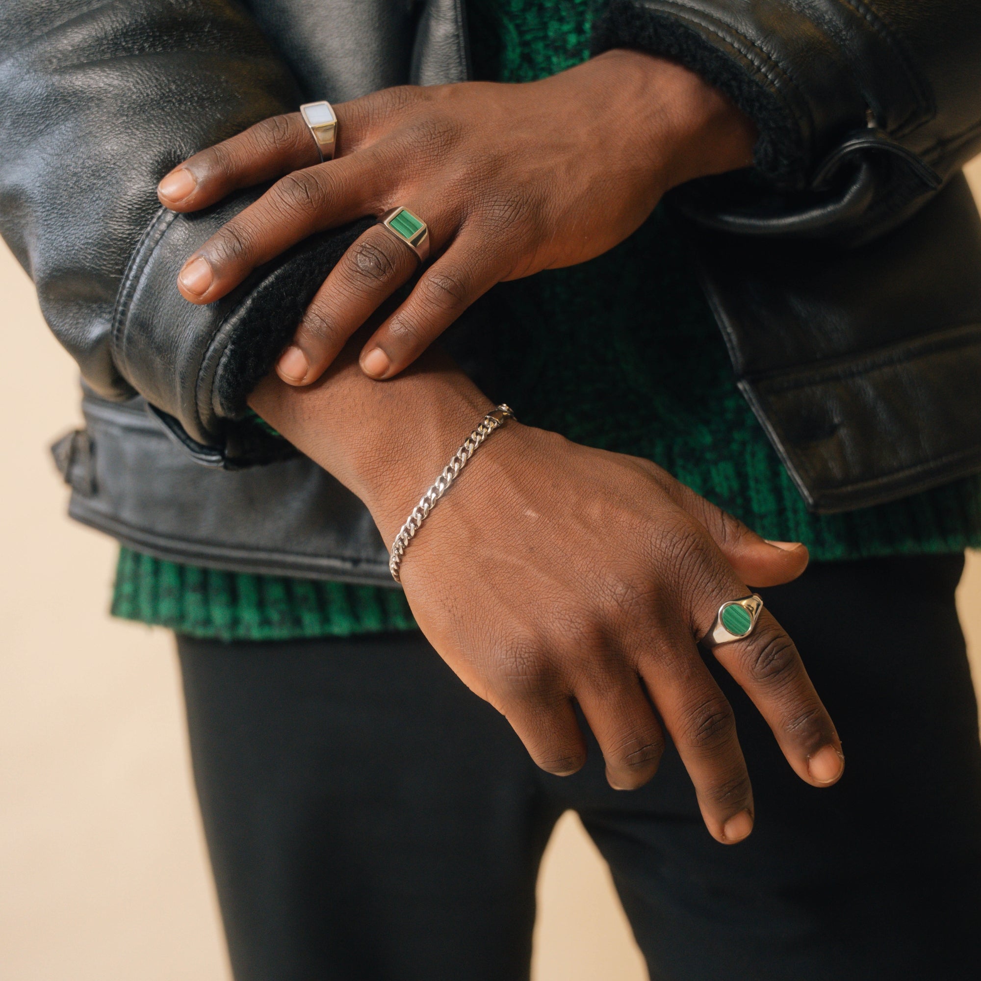 Malachite Signet Ring - Silver