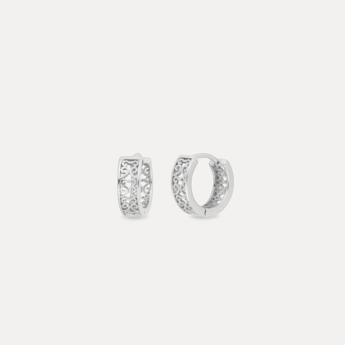 Vintage Silver Patterned Hoop Earrings - Mens Earrings By 