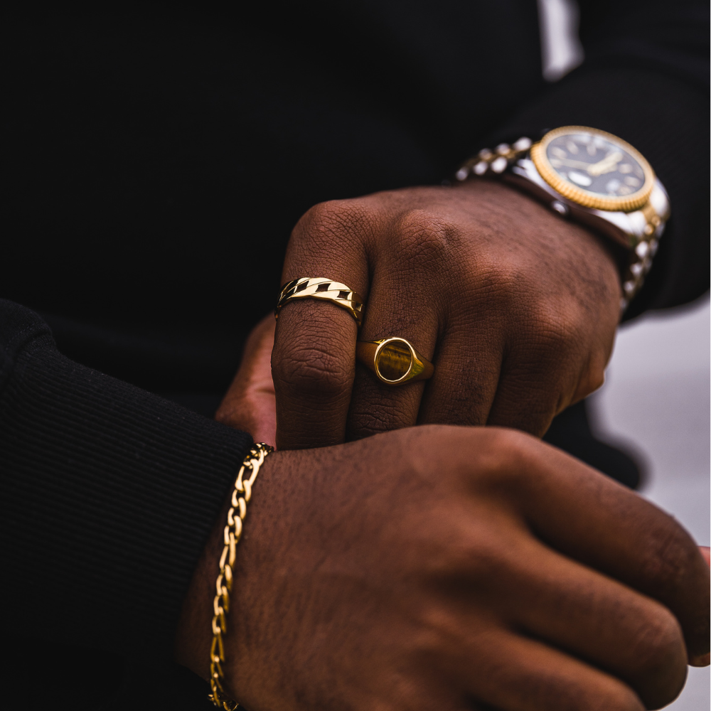 Tigers Eye Signet Ring Men - Mens Gold Signet Ring - By Twistedpendant