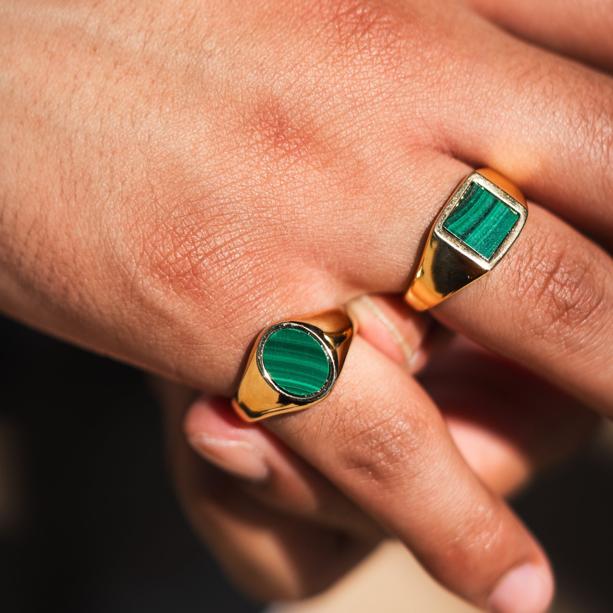 Malachite Signet Ring - Silver