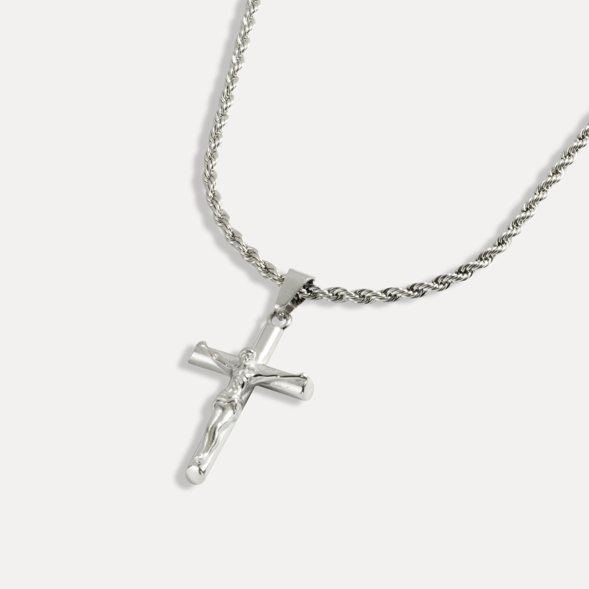 Silver Crucifix Pendant Necklace - Mens Cross Pendant - By Twistedpendant