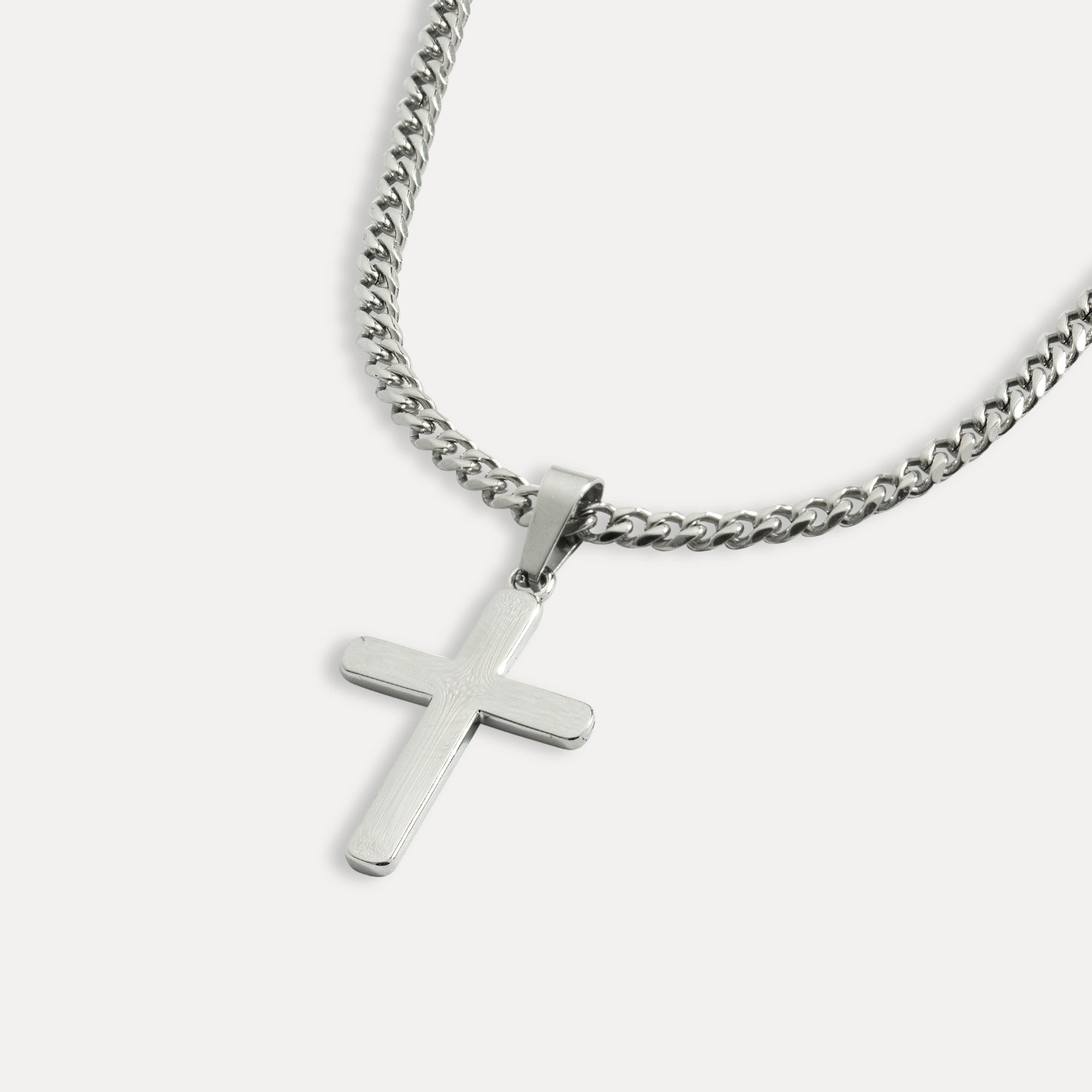 Men's Silver Cross Pendant Necklace - Men's Silver Necklace | Twistedpendant