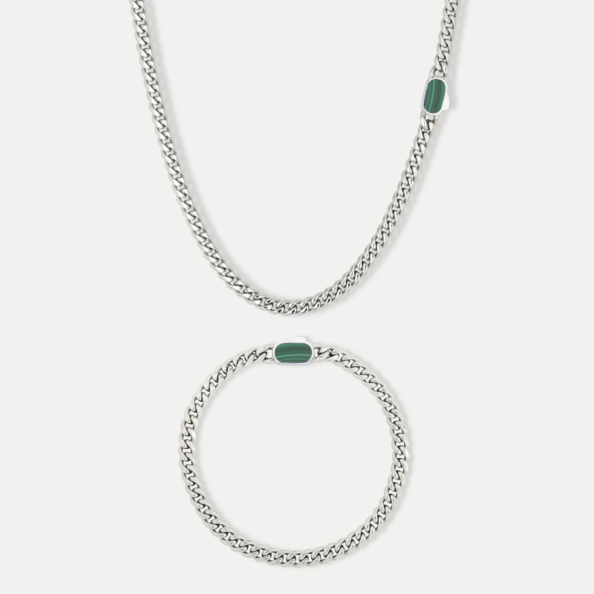 Malachite Cuban Set - Silver