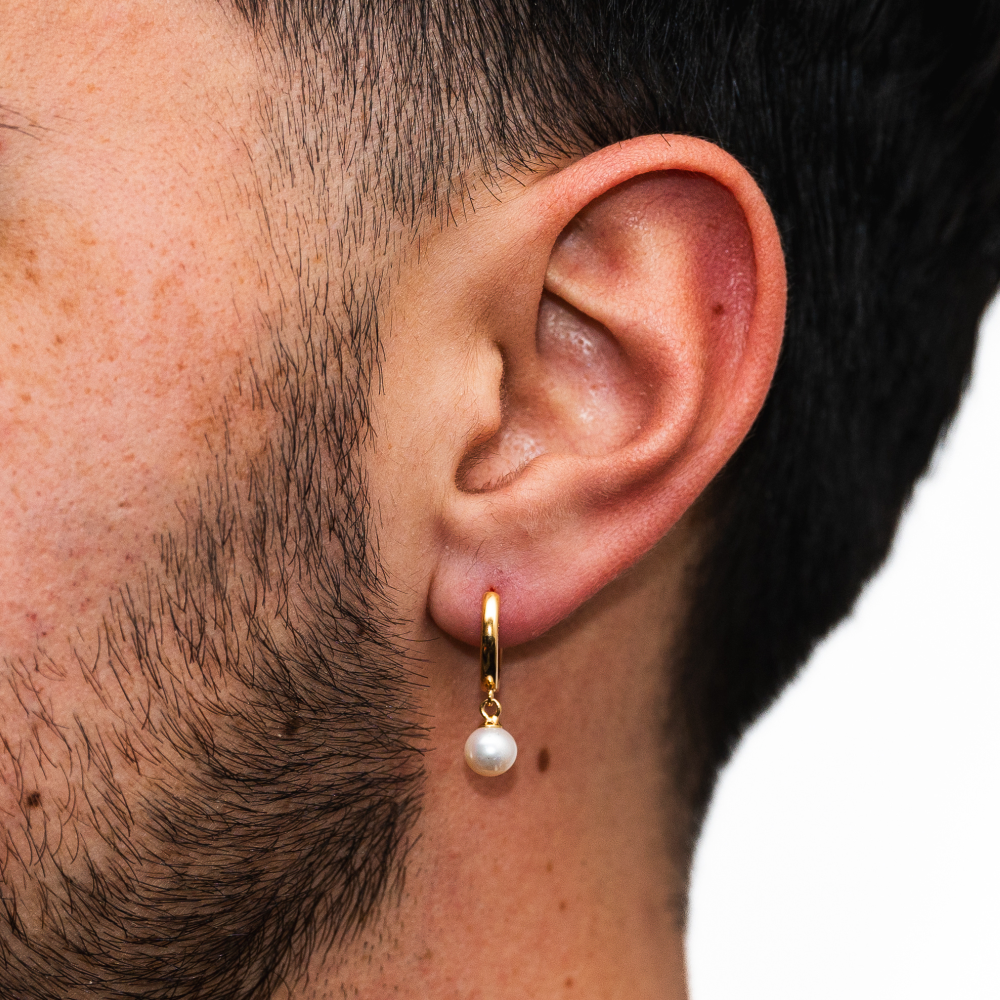 Mens Earrings - Pearl Dangle Earrings For Men By Twistedpendant