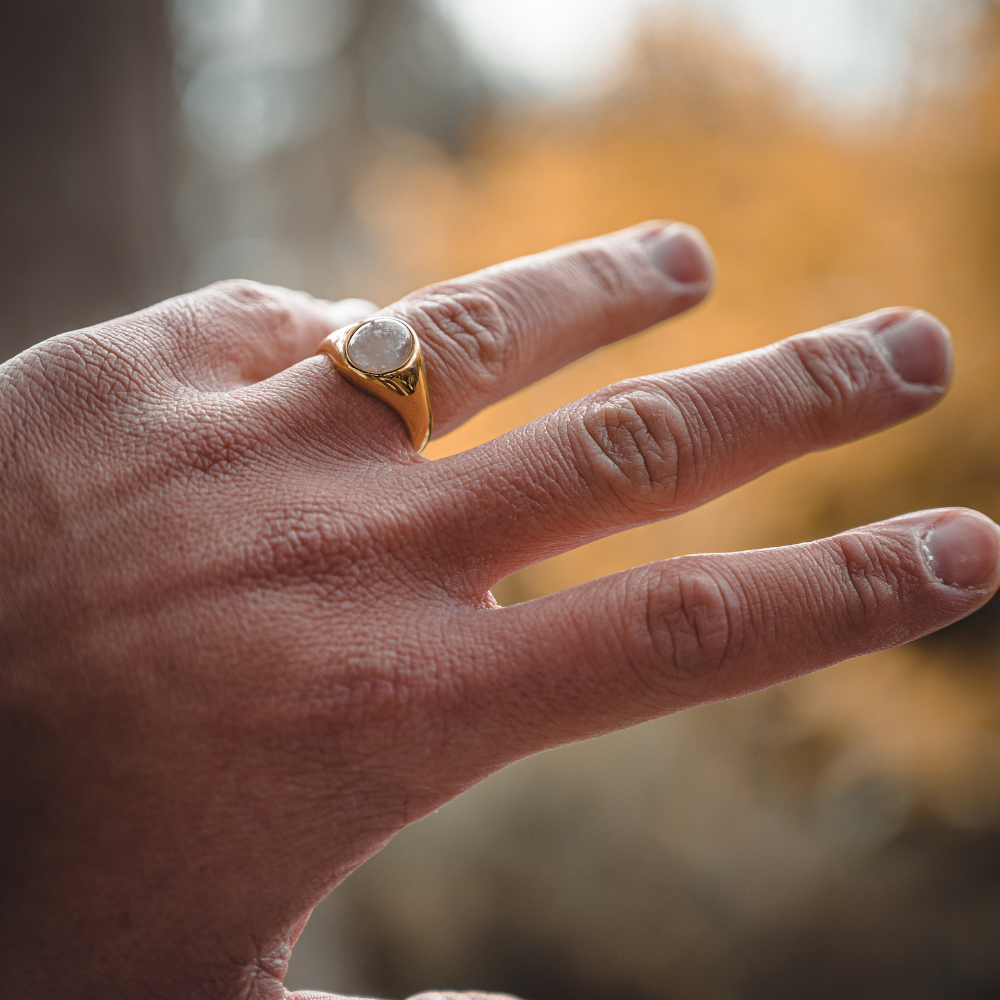 Rose Quartz Signet Ring - Gold