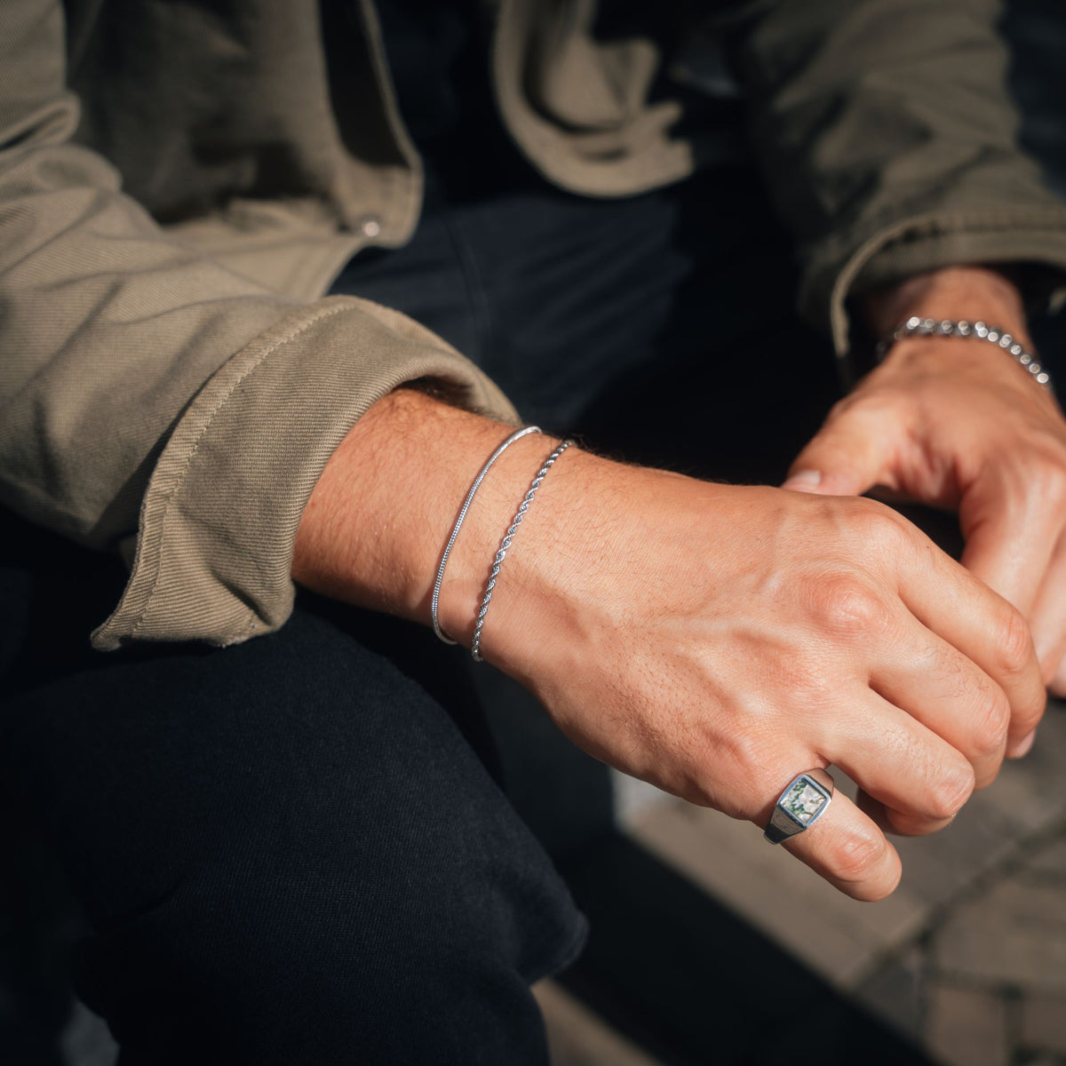 Silver Rope + Snake Stack Bracelet