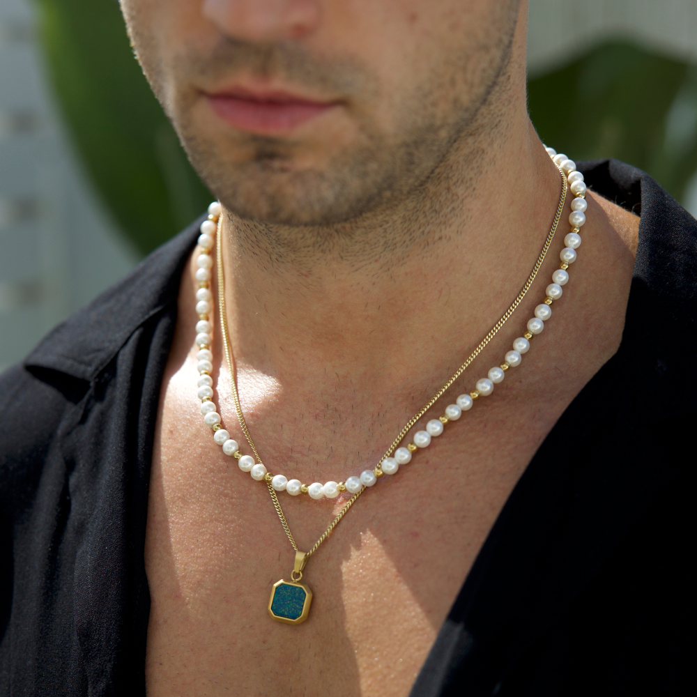Gold Opal Pendant Necklace For Men | Twistedpendant